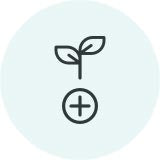 Symbol for en plante med et plustegn nedenunder 
