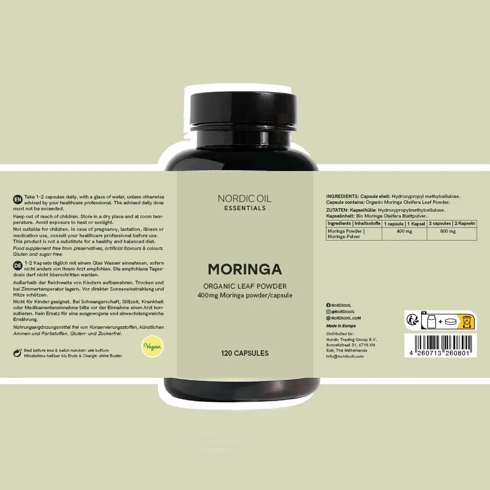 Moringa-pulver kapsler
