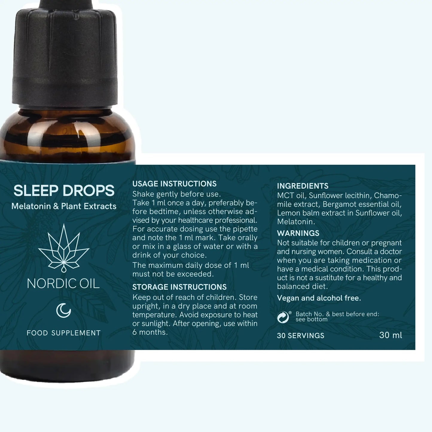 3FOR2: Søvn Dråber med Melatonin og planteekstrakter