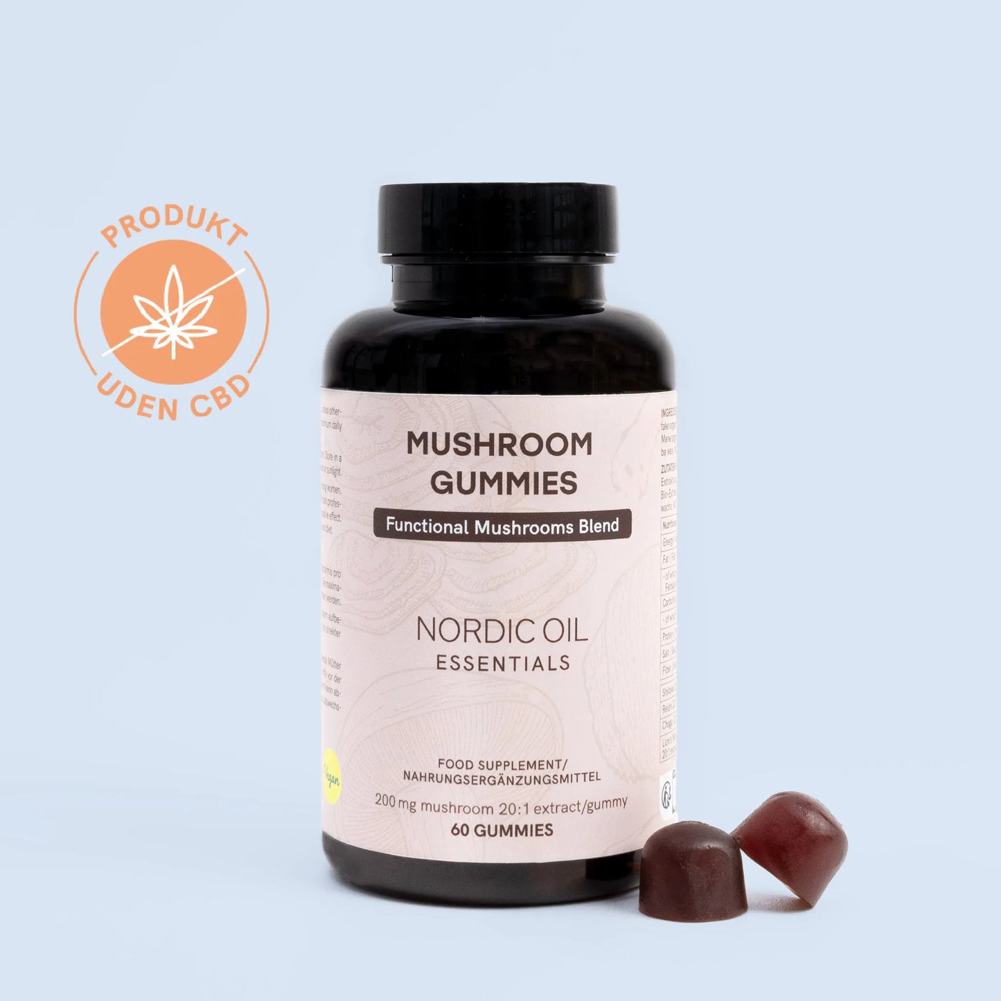 En pakke Nordic Oil Mushroom Gummies Med certifikat: uden CBD