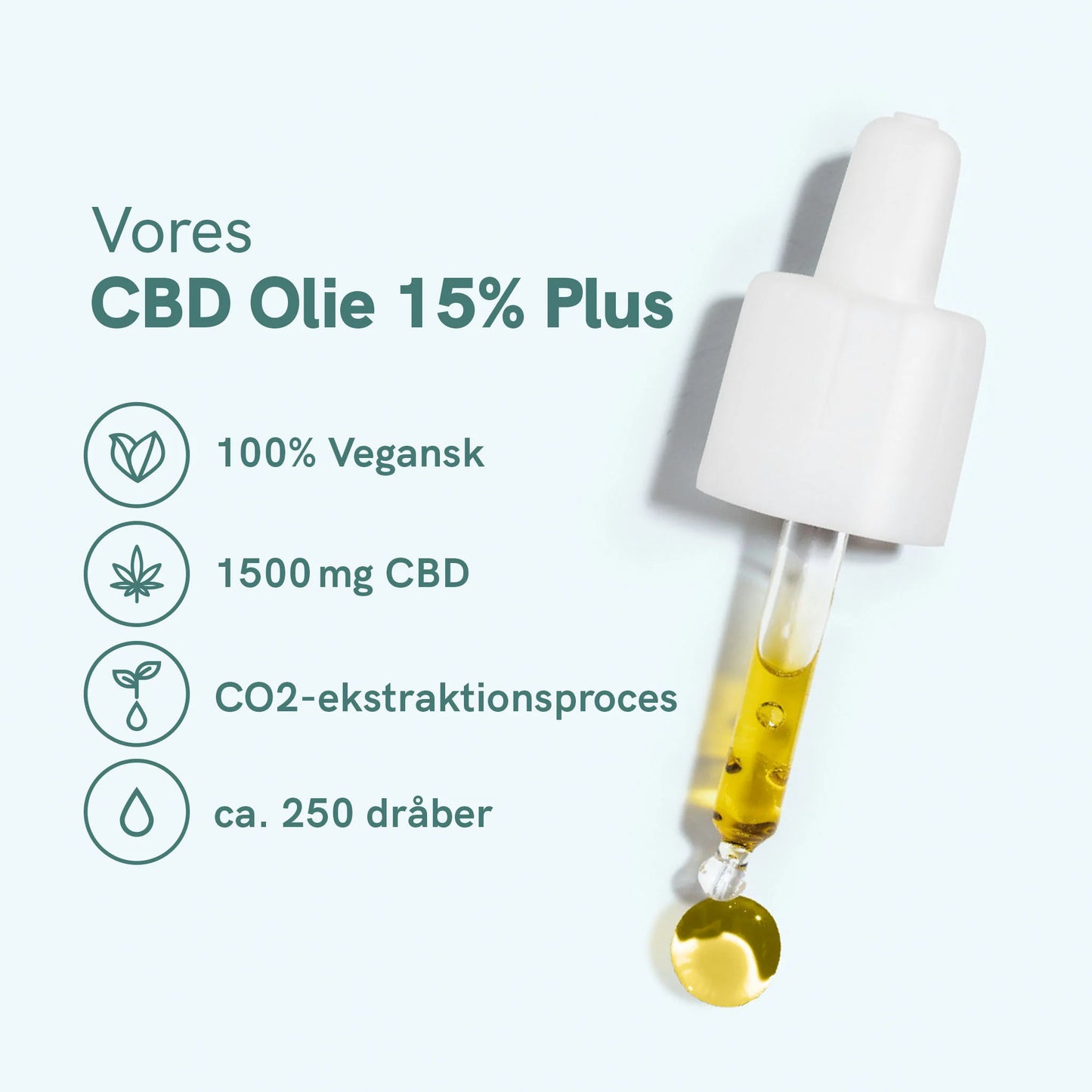 Vores CBD Olie 15% Plus – 100% Vegansk, 1500 mg CBD, CO2-ekstraktionsproces, ca. 250 dråber