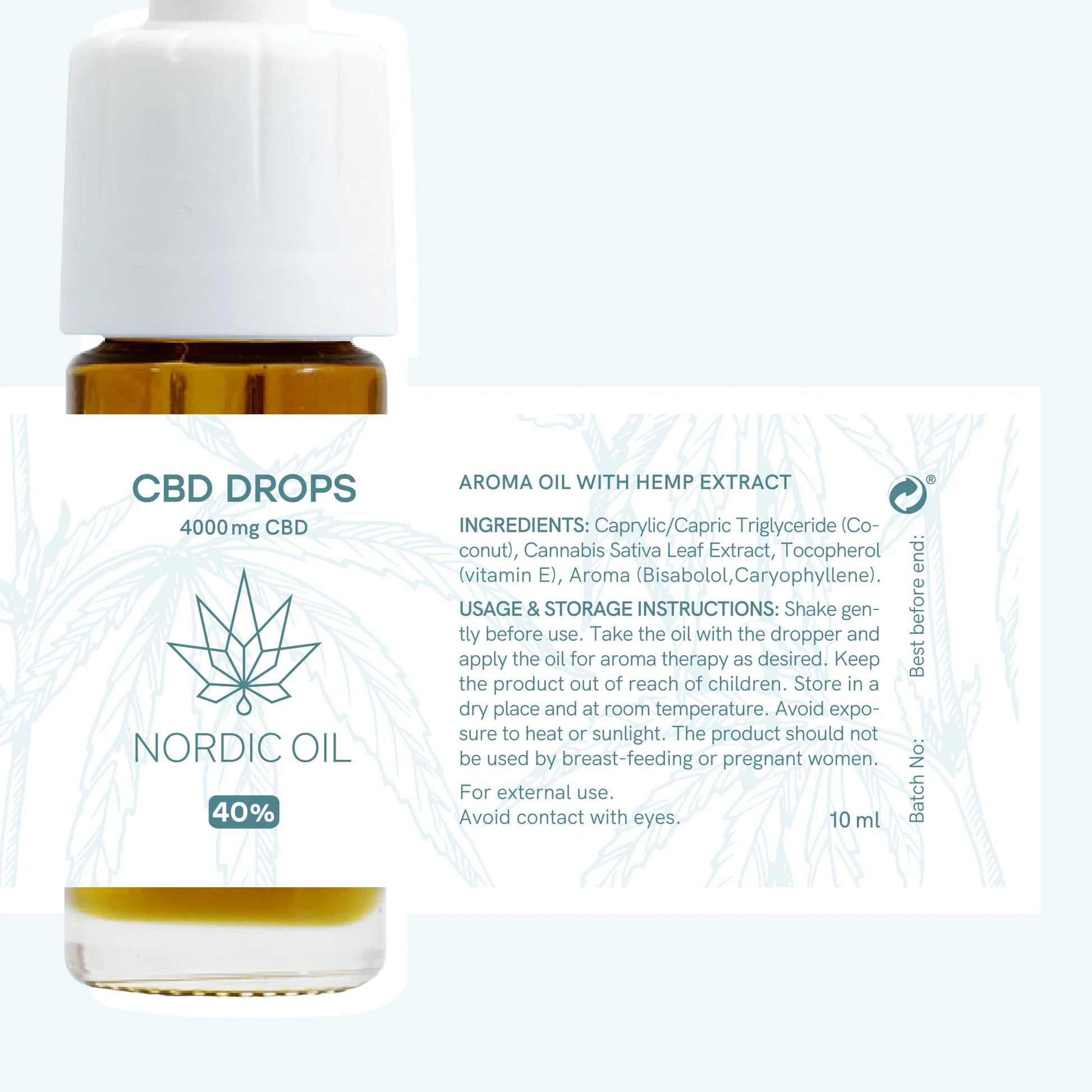 CBD-dråber fra Nordic Oil – 4000 mg CBD, 10 ml flaske.