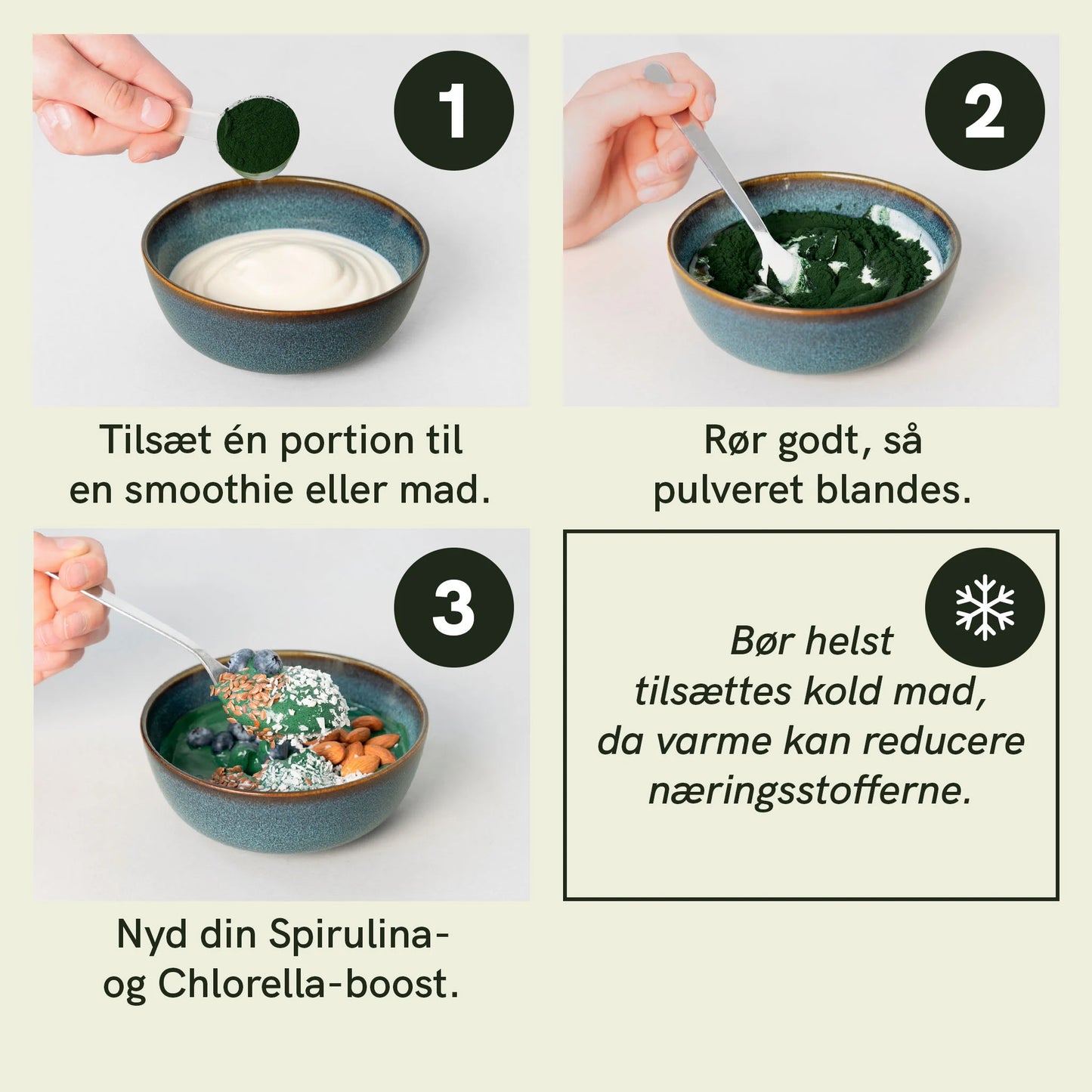 Spirulina- og Chlorella-pulver